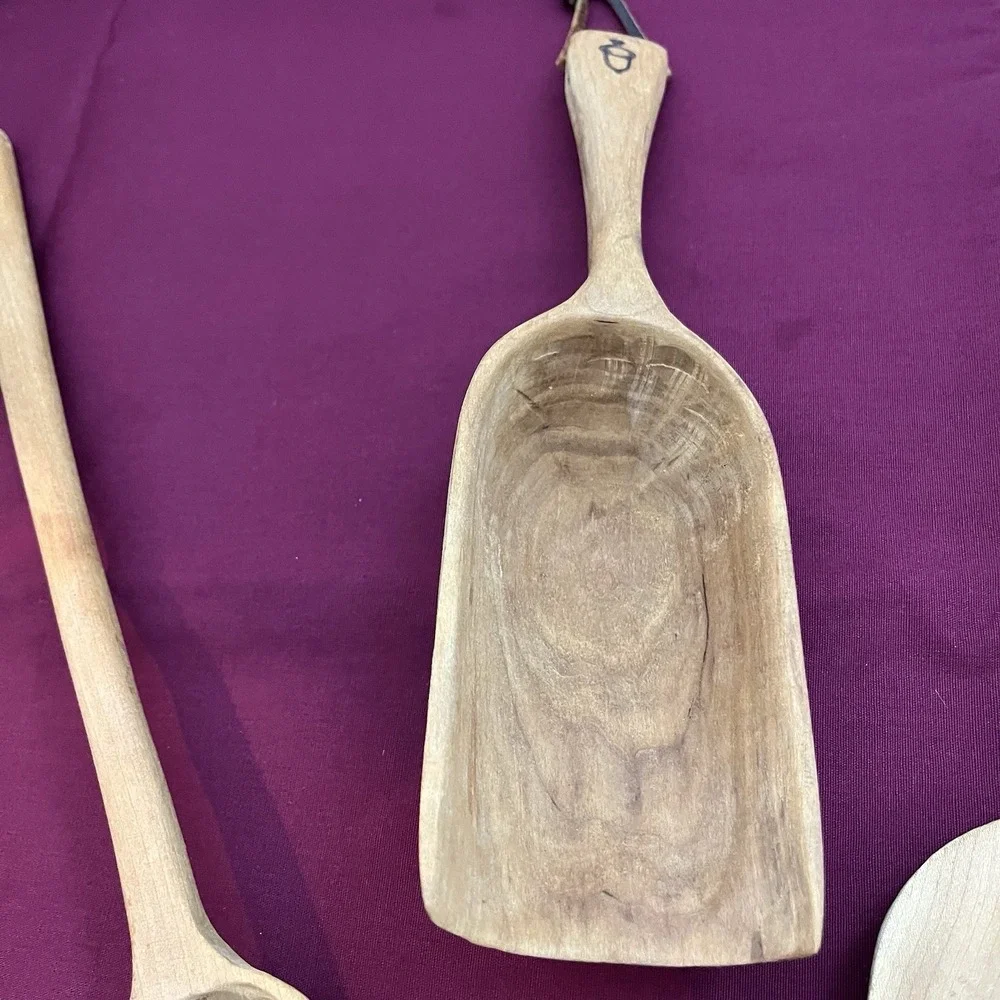Set Of 3 Vtg Wooden Handmade Scoop Rustic Farmhouse Nuts Oats Kitchen Wall Decor